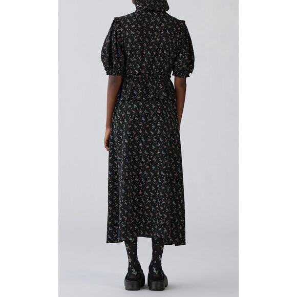 GU (Uniqlo) x Rokh Half Sleeve Shirt Dress in Black Floral - Picture 3 of 13